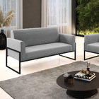 Sofá Namoradeira Base Industrial Alta Preto Marisa Suede - Ci