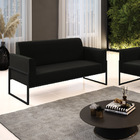 Sofá Namoradeira Base Industrial Alta Preto Marisa Suede Preto