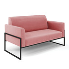 Sofá Namoradeira Base Industrial Alta Preto Marisa Suede - Ro