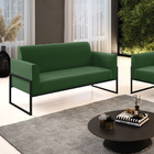 Sofá Namoradeira Base Industrial Alta Preto Marisa Suede - Ve