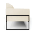 Sofá Namoradeira Base Industrial Alta Preto Marisa Veludo Bege