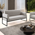 Sofá Namoradeira Base Industrial Alta Preto Marisa Veludo - C