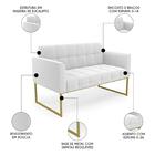 Sofá Namoradeira Base Industrial Dourado Ana Boucle Off - Ibi