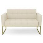 Sofá Namoradeira Base Industrial Dourado Ana Linho Bege - Ibi