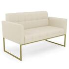 Sofá Namoradeira Base Industrial Dourado Ana Linho Bege - Ibi