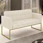 Sofá Namoradeira Base Industrial Dourado Ana Linho Bege - Ibi