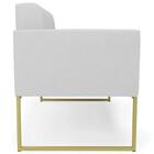 Sofá Namoradeira Base Industrial Dourado Ana Linho Cinza - Ib