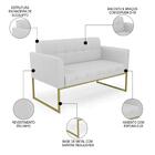 Sofá Namoradeira Base Industrial Dourado Ana Linho Cinza - Ib
