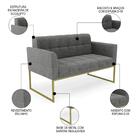 Sofá Namoradeira Base Industrial Dourado Ana Linho Grafite -