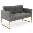 Sofá Namoradeira Base Industrial Dourado Ana Linho Grafite -