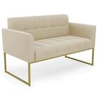 Sofá Namoradeira Base Industrial Dourado Ana Suede Bege - Ibi