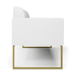 Sofá Namoradeira Base Industrial Dourado Marisa Corino Branco