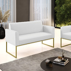 Sofá Namoradeira Base Industrial Dourado Marisa Corino Branco