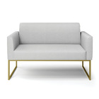 Sofá Namoradeira Base Industrial Dourado Marisa Linho - A05 C