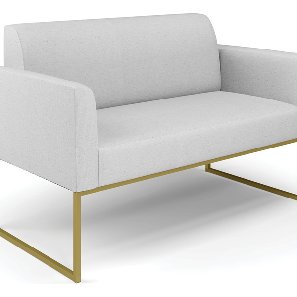 Sofá Namoradeira Base Industrial Dourado Marisa Linho - A05 C