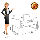 Sofá Namoradeira Base Industrial Dourado Marisa Linho - A05 C