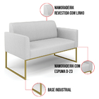 Sofá Namoradeira Base Industrial Dourado Marisa Linho - A05 C