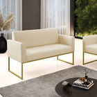 Sofá Namoradeira Base Industrial Dourado Marisa Linho - A19 B