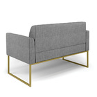 Sofá Namoradeira Base Industrial Dourado Marisa Linho - A26 G