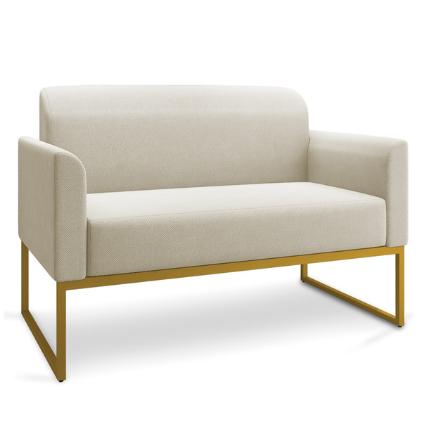 Sofá Namoradeira Base Industrial Dourado Marisa Linho - A27 A
