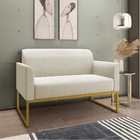 Sofá Namoradeira Base Industrial Dourado Marisa Linho - A27 A