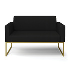 Sofá Namoradeira Base Industrial Dourado Marisa Linho - A79 P