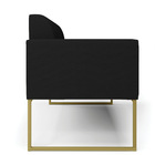 Sofá Namoradeira Base Industrial Dourado Marisa Linho Preto A