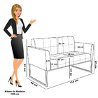 Sofá Namoradeira Base Industrial Dourado Marisa Suede - Bege