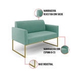 Sofá Namoradeira Base Industrial Dourado Marisa Suede D03 - D