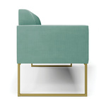 Sofá Namoradeira Base Industrial Dourado Marisa Suede D03 - D