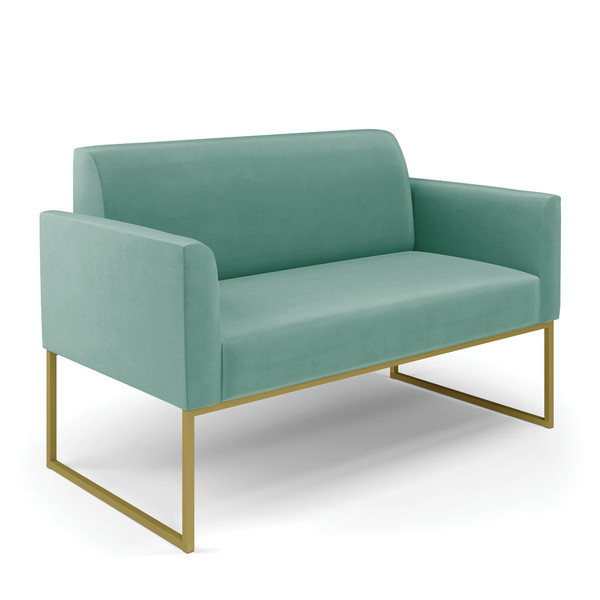 Sofá Namoradeira Base Industrial Dourado Marisa Suede D03 - D