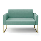 Sofá Namoradeira Base Industrial Dourado Marisa Suede D03 - D