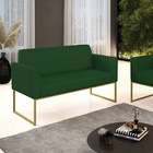 Sofá Namoradeira Base Industrial Dourado Marisa Veludo Luxo D