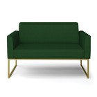 Sofá Namoradeira Base Industrial Dourado Marisa Veludo Luxo D