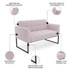 Sofá Namoradeira Base Industrial Preto Ana Boucle Rosê - Ibiza