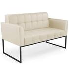 Sofá Namoradeira Base Industrial Preto Ana Sintético Bege - I