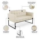 Sofá Namoradeira Base Industrial Preto Ana Sintético Bege - I