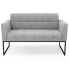 Sofá Namoradeira Base Industrial Preto Ana Suede Cinza - Ibiza