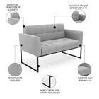 Sofá Namoradeira Base Industrial Preto Ana Suede Cinza - Ibiza