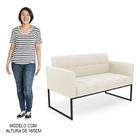 Sofá Namoradeira Base Industrial Preto Ana Veludo Bege - Ibiza