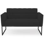 Sofá Namoradeira Base Industrial Preto Ana Veludo Preto - Ibi