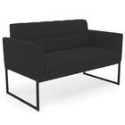 Sofá Namoradeira Base Industrial Preto Ana Veludo Preto - Ibi