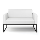 Sofá Namoradeira Base Industrial Preto Marisa Corino Branco