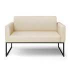 Sofá Namoradeira Base Industrial Preto Marisa Linho Bege A19