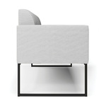 Sofá Namoradeira Base Industrial Preto Marisa Linho Cinza A05