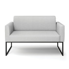 Sofá Namoradeira Base Industrial Preto Marisa Linho Cinza A05