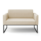 Sofá Namoradeira Base Industrial Preto Marisa Suede Bege