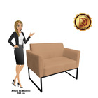 Sofá Namoradeira Base Industrial Preto Marisa Suede D03 - D'r