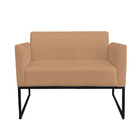 Sofá Namoradeira Base Industrial Preto Marisa Suede D03 - D'r