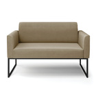 Sofá Namoradeira Base Industrial Preto Marisa Suede Marrom Ra